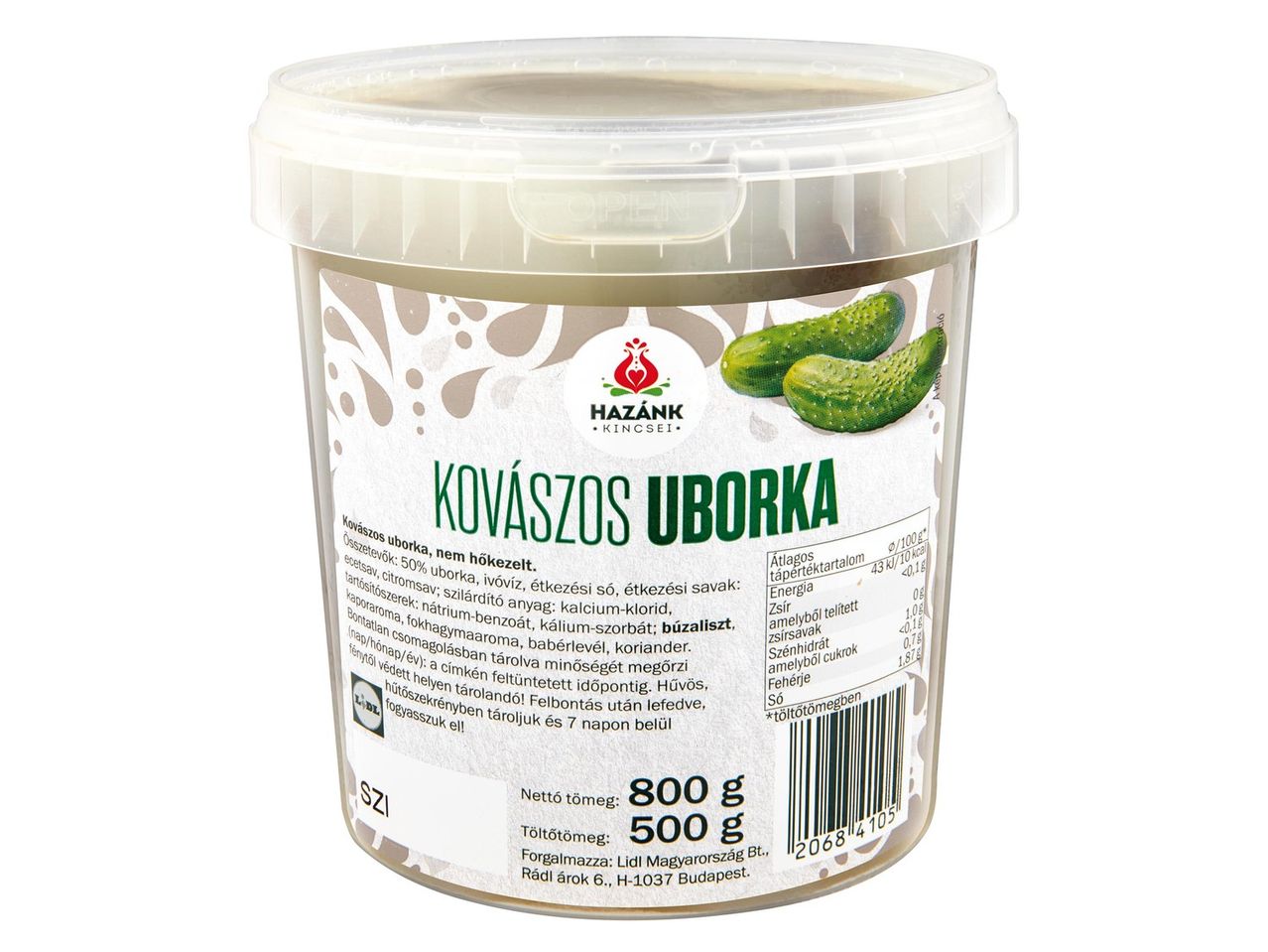 800g Hazánk kovászos uborka üveg.