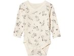 Cream baby bodysuit with bunny and flower print.