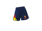 Shorts da jogging blu scuro con dettagli giallo e rosso, logo Lidl Trek.