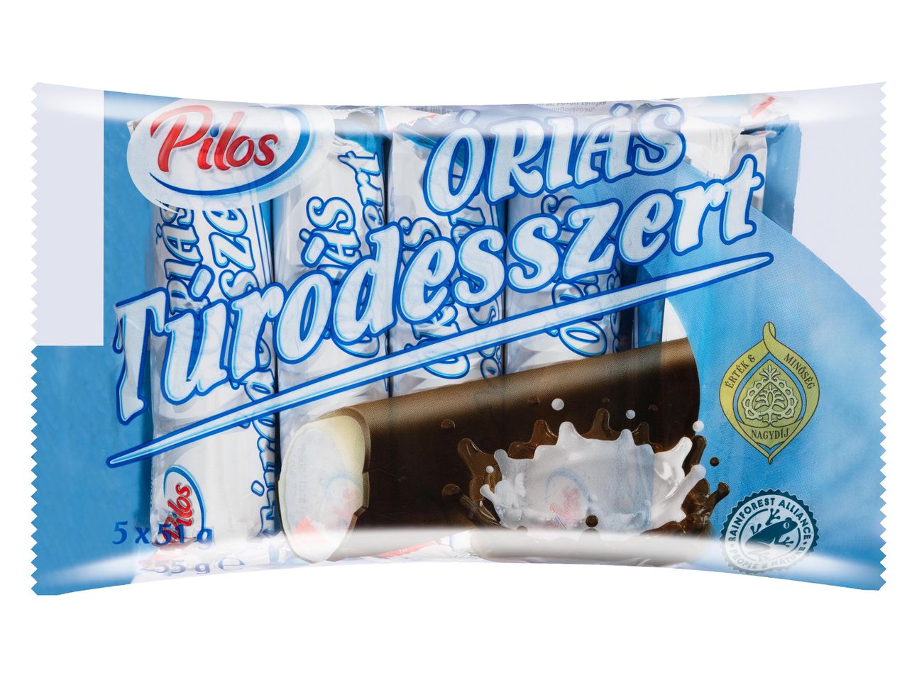 Pilos Óriás Túródesszert csomagolás, 5 darabos kiszerelésben.