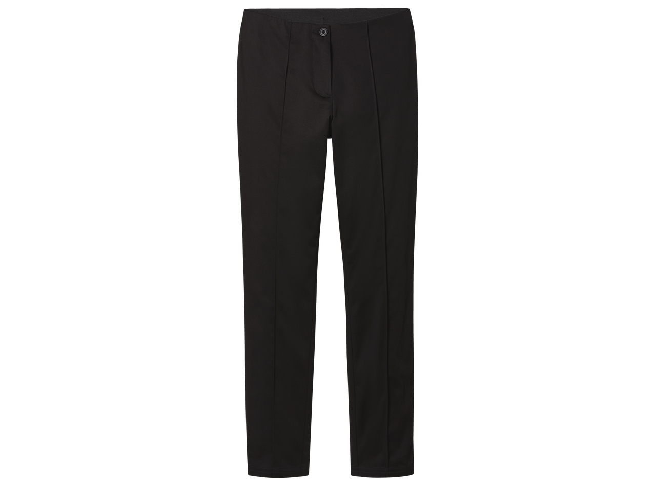 Дамски панталон в черен цвят с прав крачол и копче на талията.