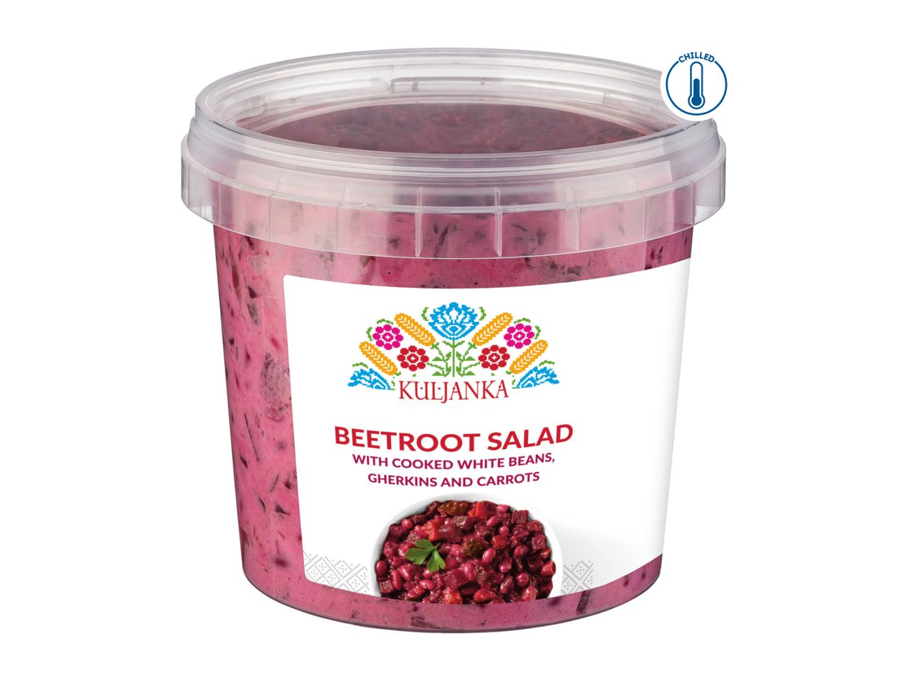 A plastic tub of Kijiva Beetroot Salad.