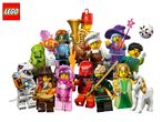 A collection of diverse minifigures including a dinosaur, diver, chef, wizard, and more.