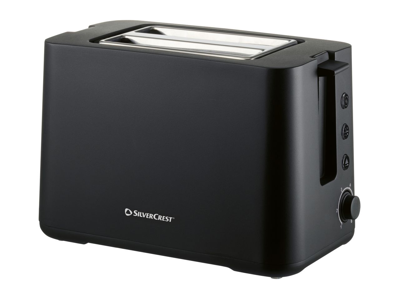 A black Sanyo two-slice toaster.