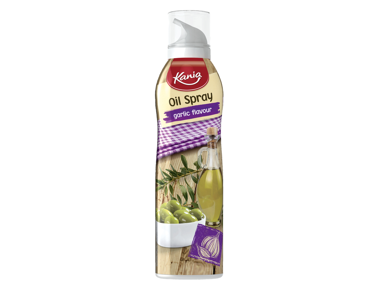 Spray de ulei Kania cu aromă de usturoi.