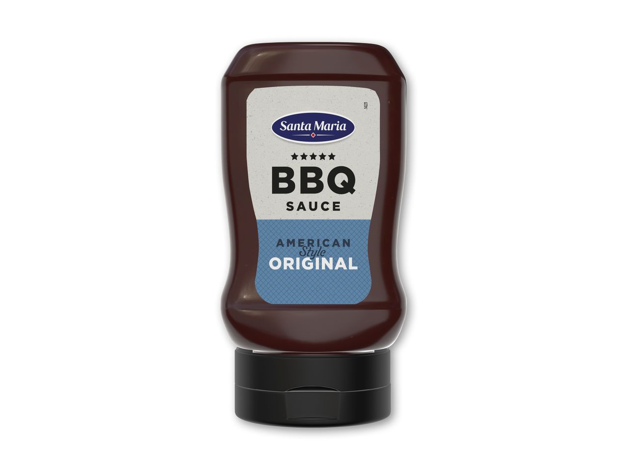 BBQ-sauce i amerikansk stil med teksten 'American Style Original' på etiketten.