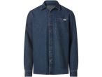Esmara men's denim shirt in a dark blue wash with a chest pocket and snap buttons.