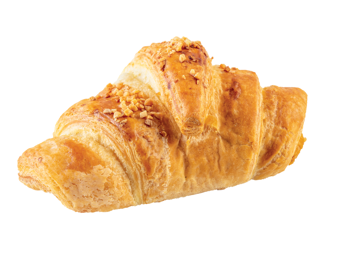 Croissant com nozes picadas.