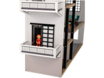 Dollhouse with balconies and modern interior design.