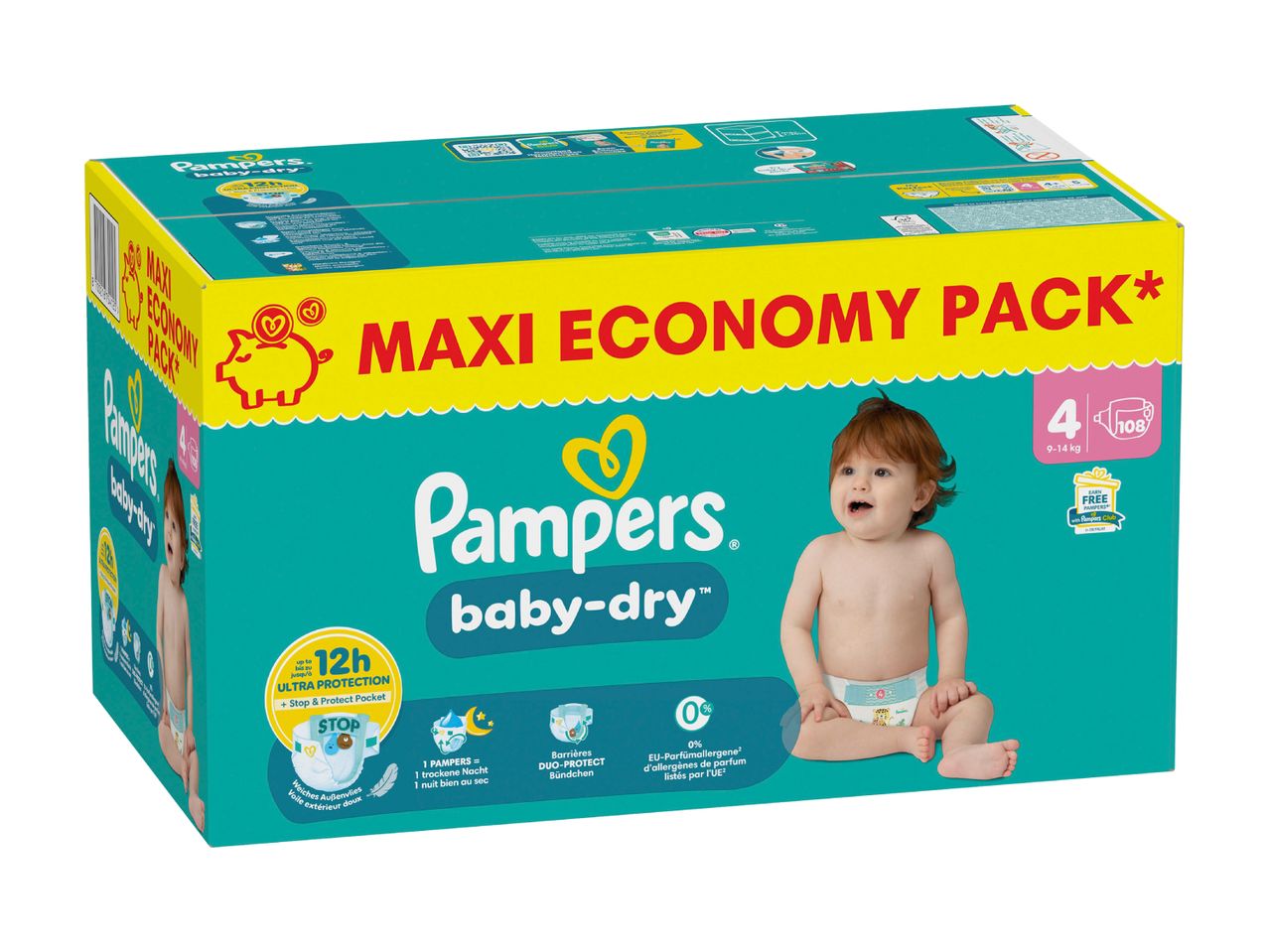 Pampers Baby-Dry Windeln Maxi Sparpack: Größe 4 (9-14 kg).