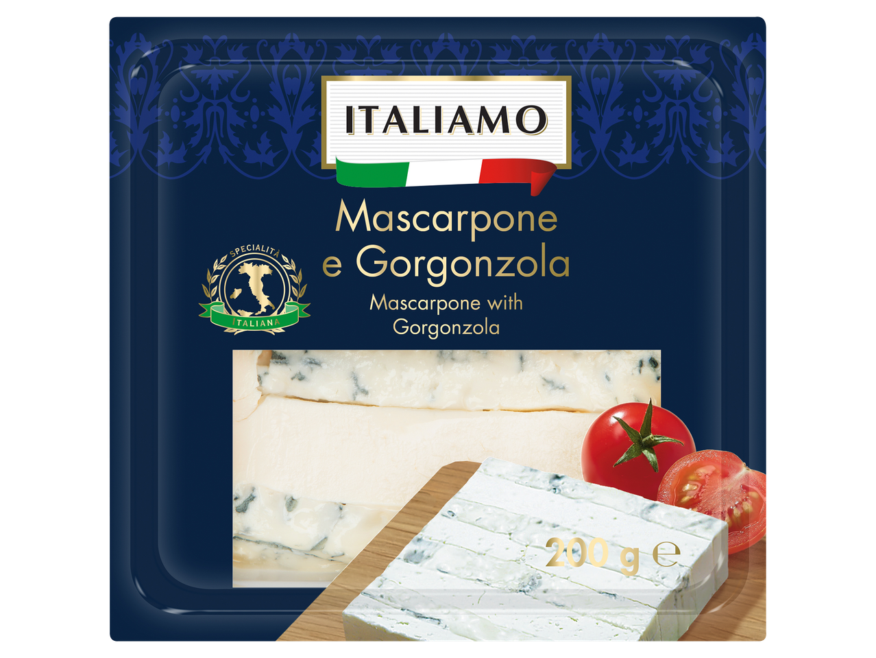 Mascarpone és gorgonzola sajt 200 g-os kiszerelésben.