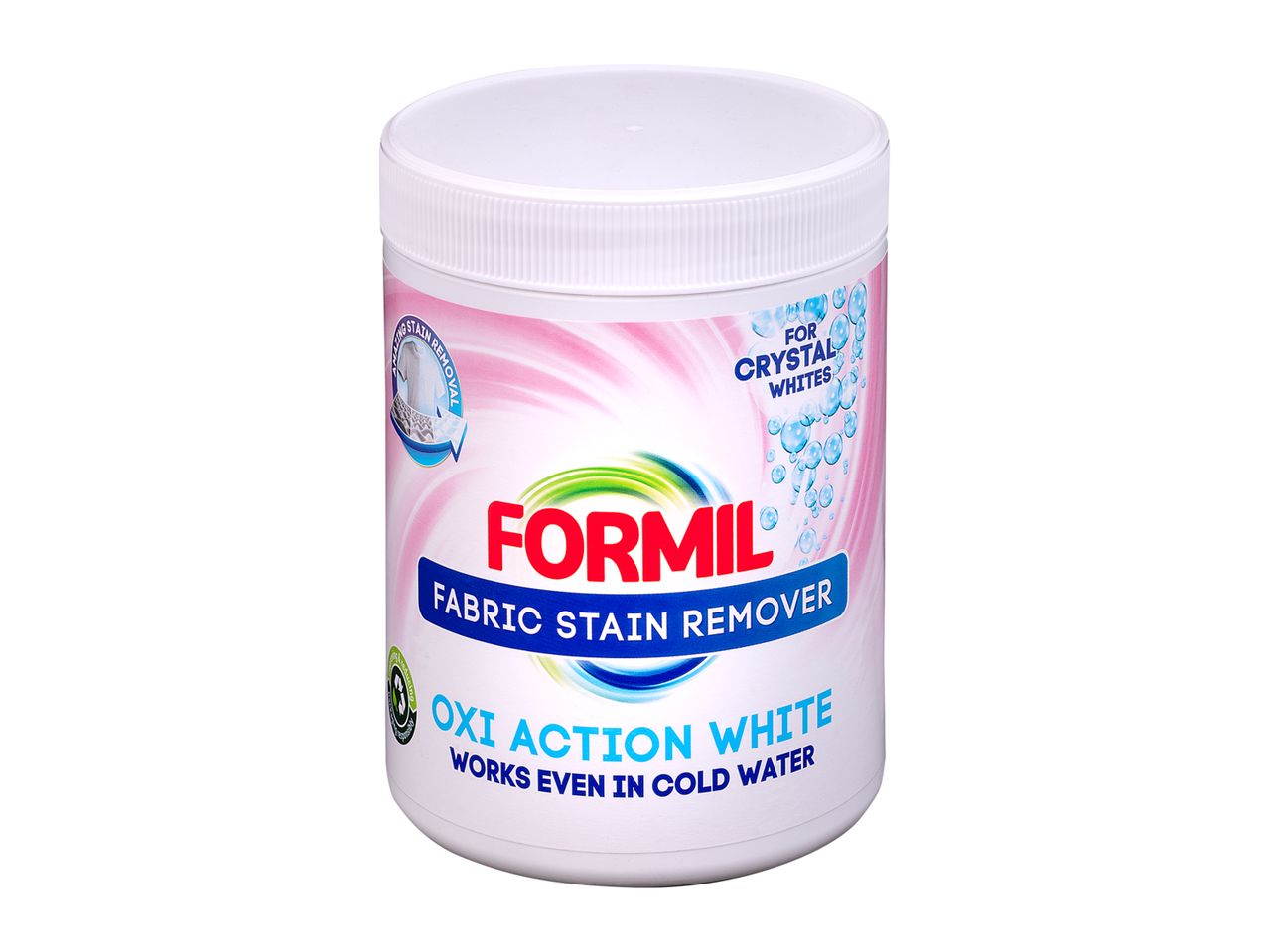 Formil Oxi Action White fabric stain remover for crystal whites.