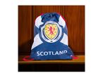 Blue and white Scotland drawstring bag with a lion rampant crest and 'SCOTLAND' text.