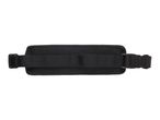 Black waist belt with a mesh back and a plastic buckle closure.
