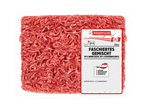 500 g gemischtes Faschiertes aus Rind- und Schweinefleisch in einer Klarsichtschale.