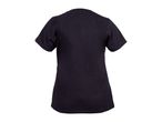 Back view of a plain black short-sleeved t-shirt.