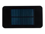 Rectangular black solar panel with blue photovoltaic cells.