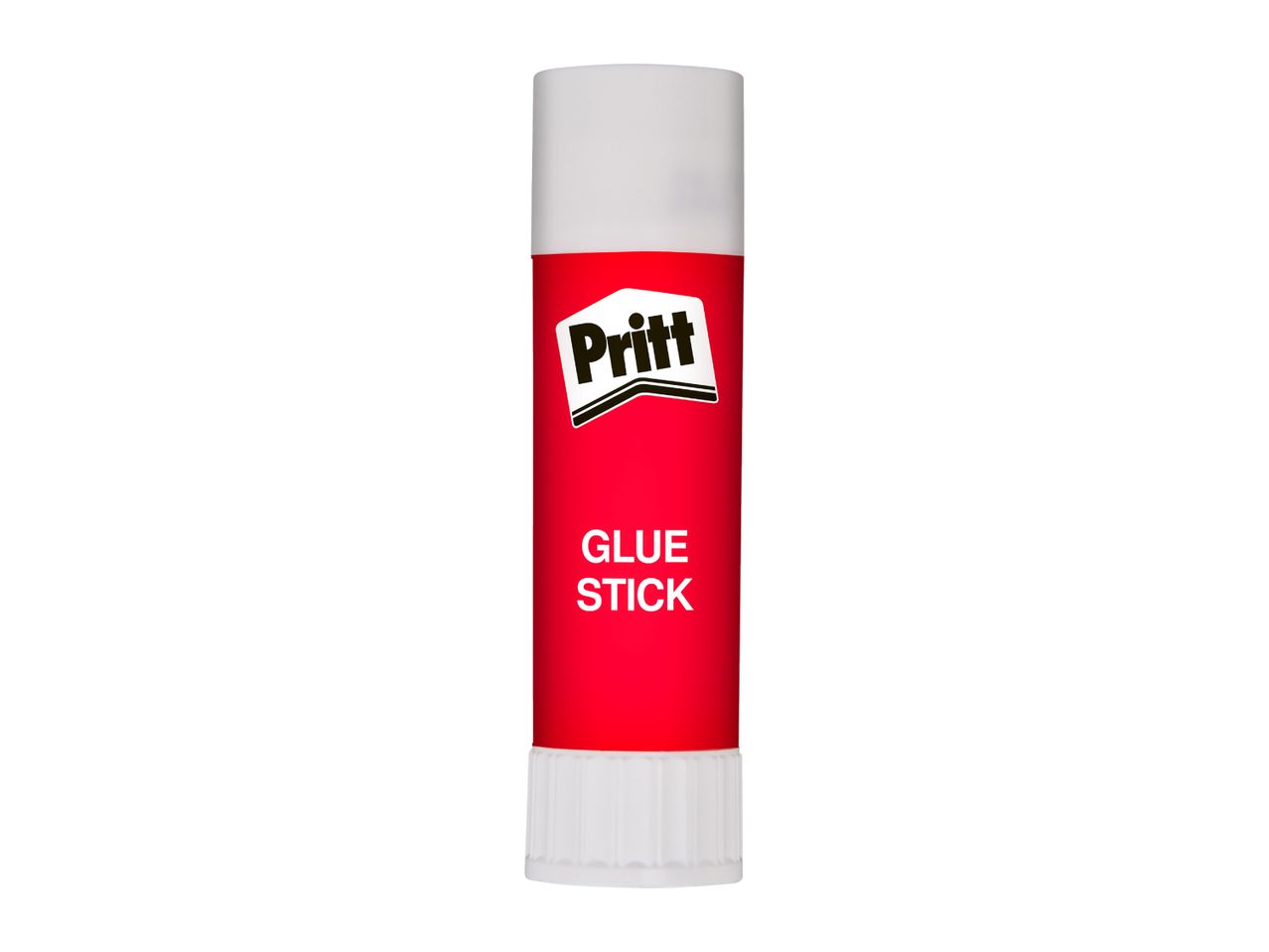 Red and white glue stick with 'GLUE STICK' written on it.