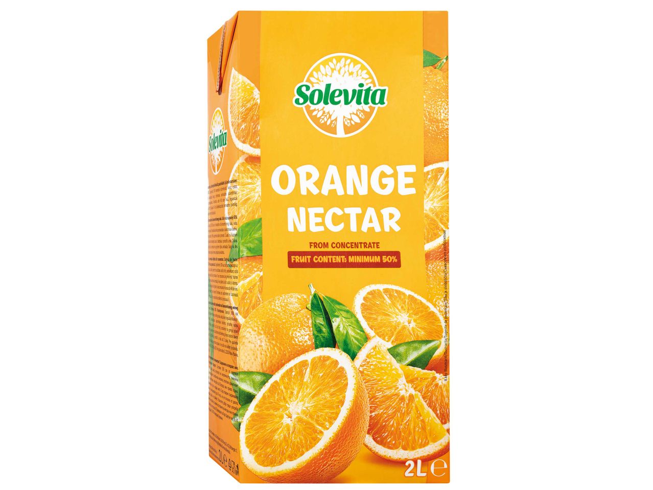 Solevita narancsnektár doboz, minimum 50% gyümölcstartalommal.