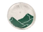 Round gel pack with a green mountain design and a starburst pattern.