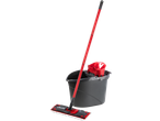 Vileda Ultramax Mop and Bucket Set with a red mop handle and grey bucket.