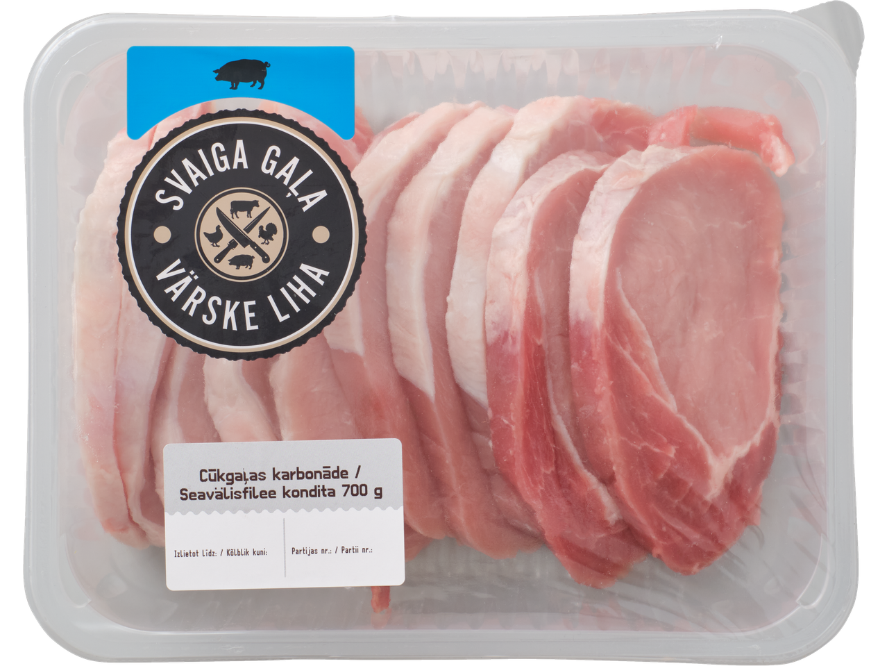 Pakendatud värsked kondita seakarbonaadid, 700 g