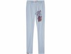 Leggings azzurri con stampa di personaggi Lego Friends e scritta 'Good Vibes'.
