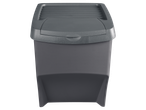 W5 Recycling Bin, a dark gray plastic container with a slatted lid