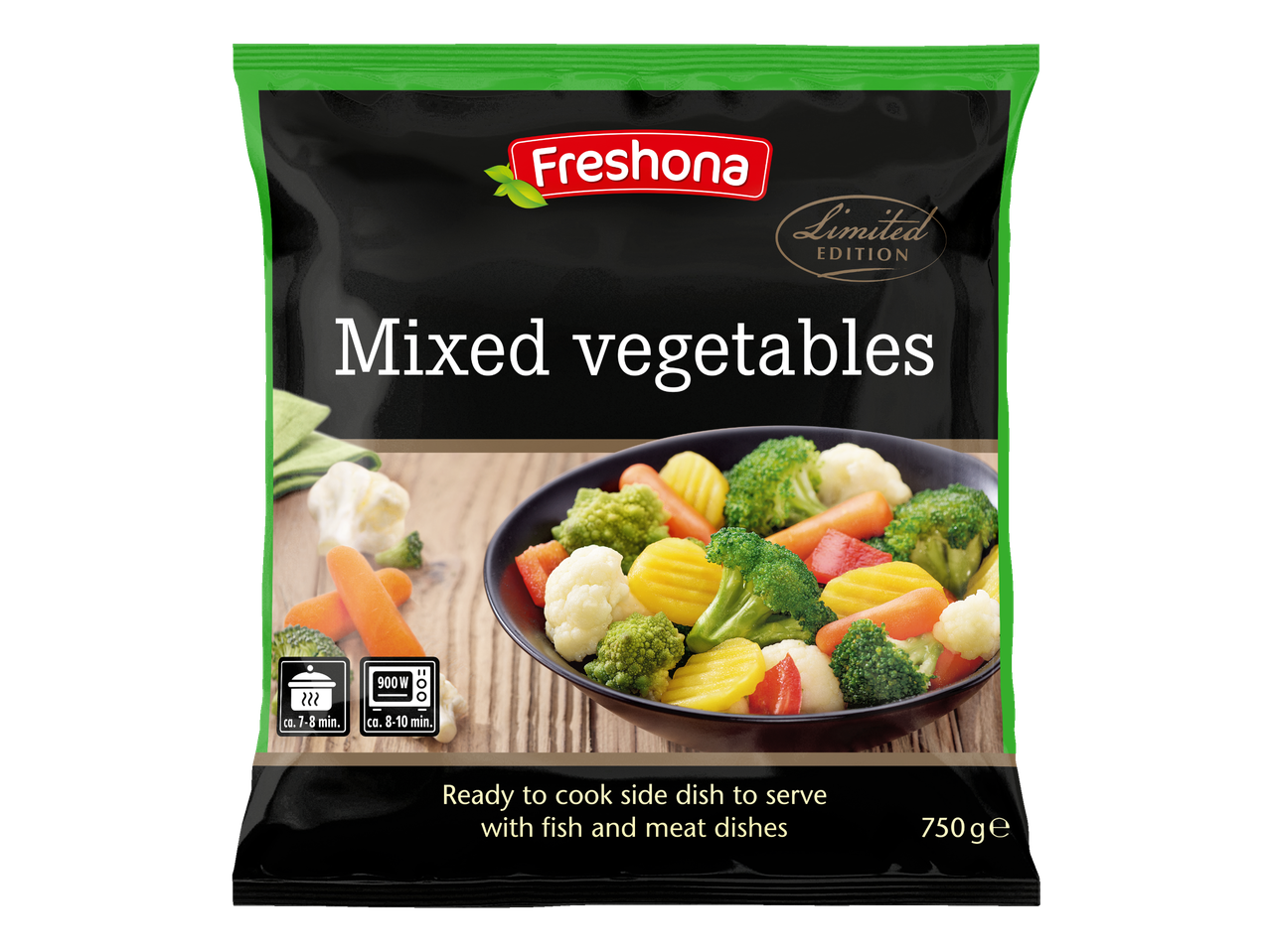 Legume mixte Freshona, garnitură gata de servire.