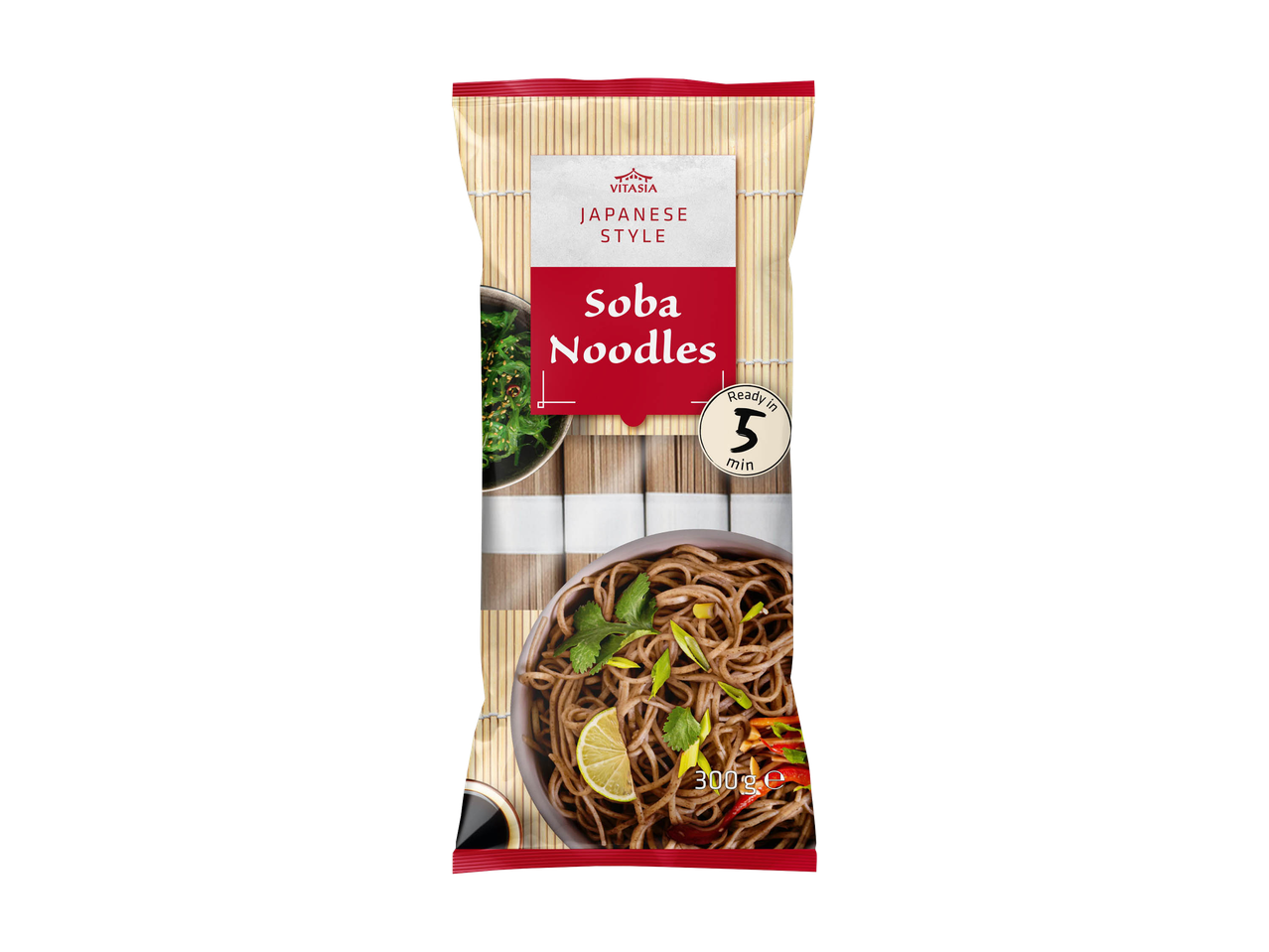 Vitasia Japanese Style Soba Noodles, ready in 5 minutes.