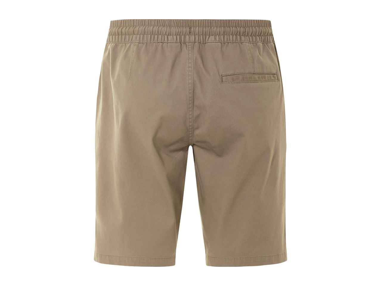 Khaki pull-on shorts.