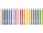 A row of Crelando colored pencils in various shades.