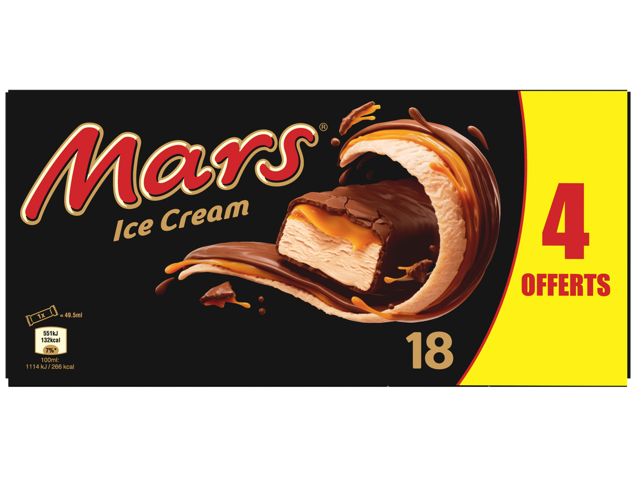 Boîte de 18 barres glacées au chocolat et caramel, avec 4 offertes.