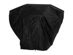 Black grill cover with a drawstring at the bottom, isolated on a white background.