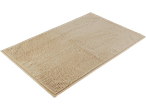 Beige rectangular bath mat with a textured, looped pile surface.