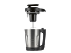SilverCrest soup maker with a stainless steel jug and black lid with a blade attachment