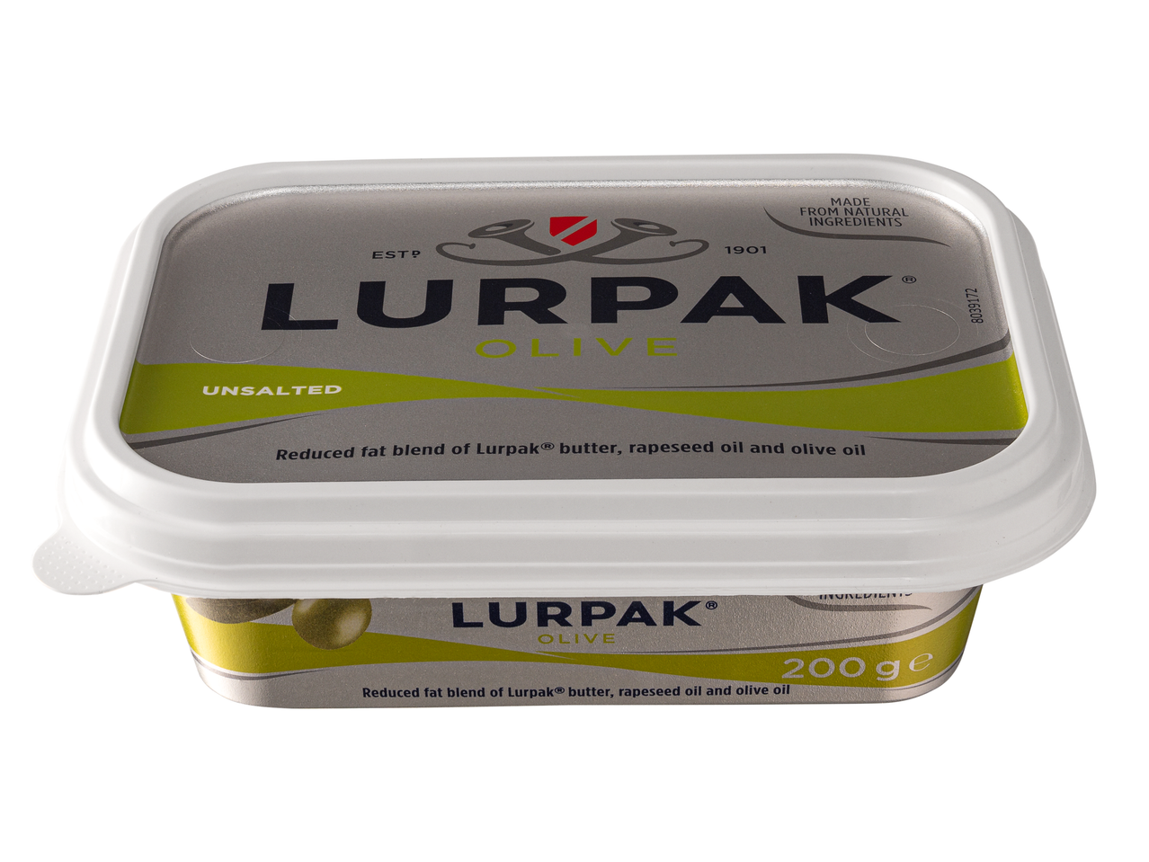 Lurpak Olive kenhető készítmény, 200g-os kiszerelésben, felülről nézve.