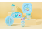 Peppa Pig tableware and bottle set: plate, cup, lunchbox, pacifier.