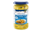 Eridanous pickled green peppers in brine.