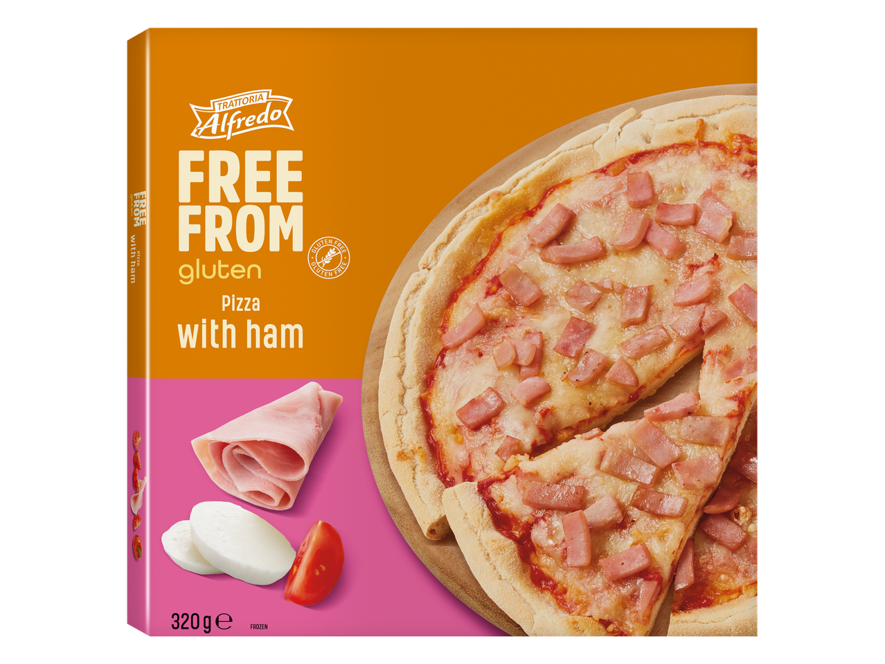 Pizza cu șuncă fără gluten de la Trattoria Alfredo.