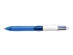 A blue and white multi-color ballpoint pen with a comfortable grip.