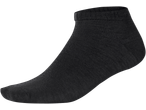 Single black ankle sock, side view