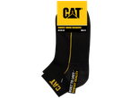 Sapatilhas de trabalho robustas CAT em preto com logótipo e risca amarela, tamanhos EU 39-42, UK 6-9.