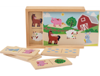 LUPILU® izglītojoša koka rotaļlieta: lauku dzīvnieku domino un atbilstošs puzles komplekts.