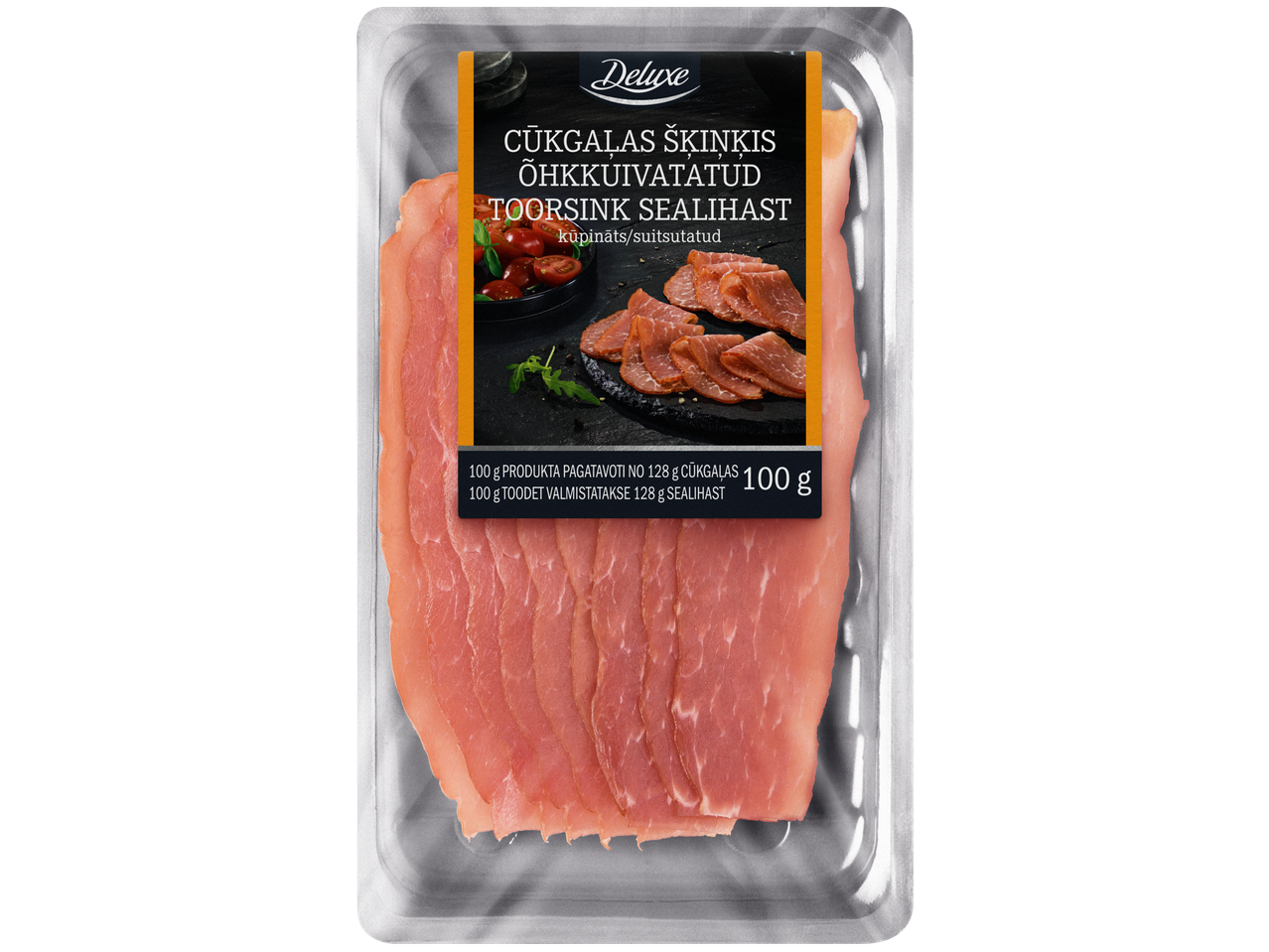 Deluxe kūpināta cūkgaļa šķēlēs, 100g iepakojums