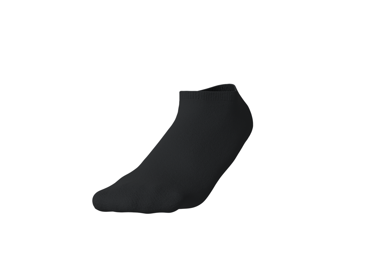 Une chaussette de sport noire, vue de côté sur un fond noir.