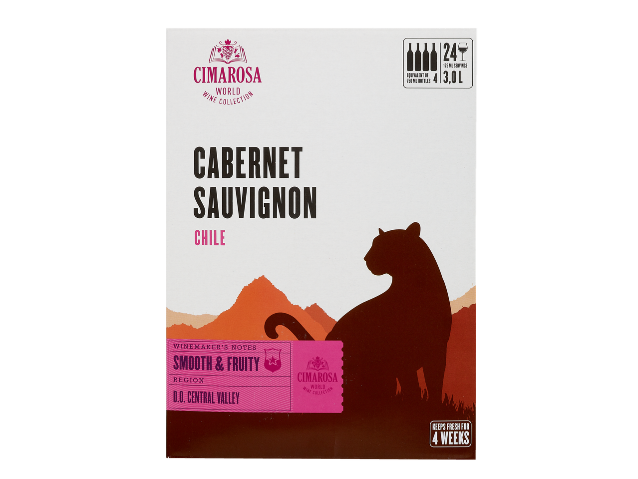 Boîte de vin Cimarosa Cabernet Sauvignon du Chili, Central Valley