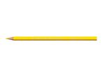 A yellow BIC pencil with bird footprints etched on its side.