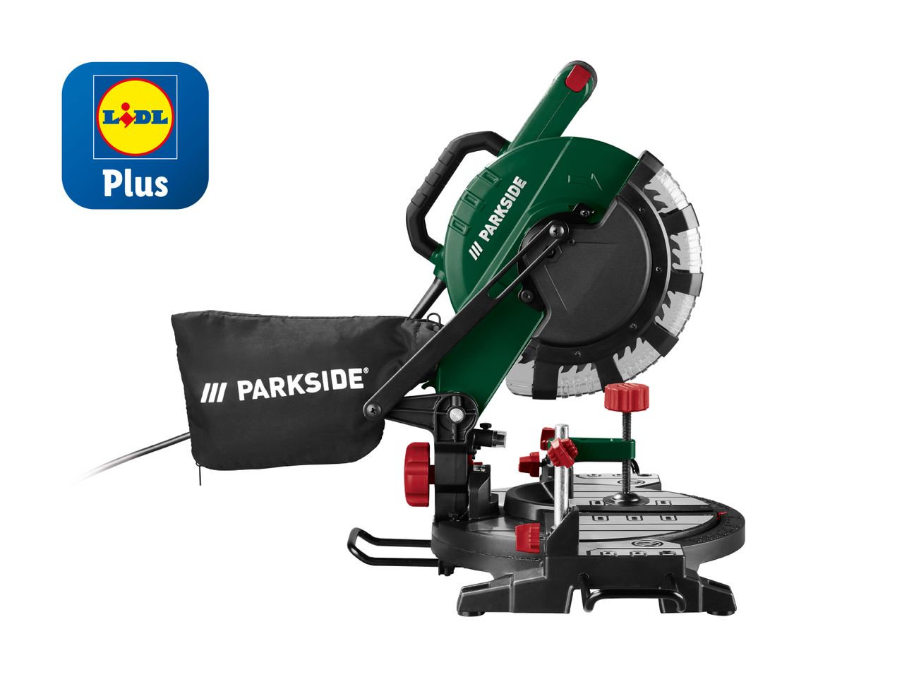 Lidl Parkside Plus Gehrungssäge mit Staubfangbeutel.