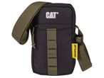 Черна чанта през рамо Caterpillar® със зелени детайли.